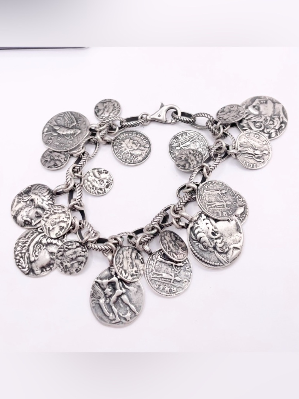 Rare Vintage B1624 Silpada Sterling Silver Roman Coin Cha Cha bracelet